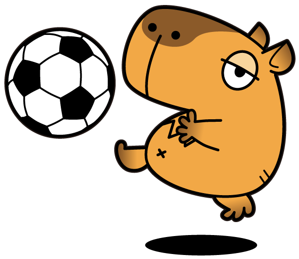 サッカーボールを蹴っているカピバライラスト素材 Kmsysフリー素材集blog